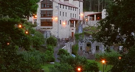 Historic building in a rural setting at sunset._306